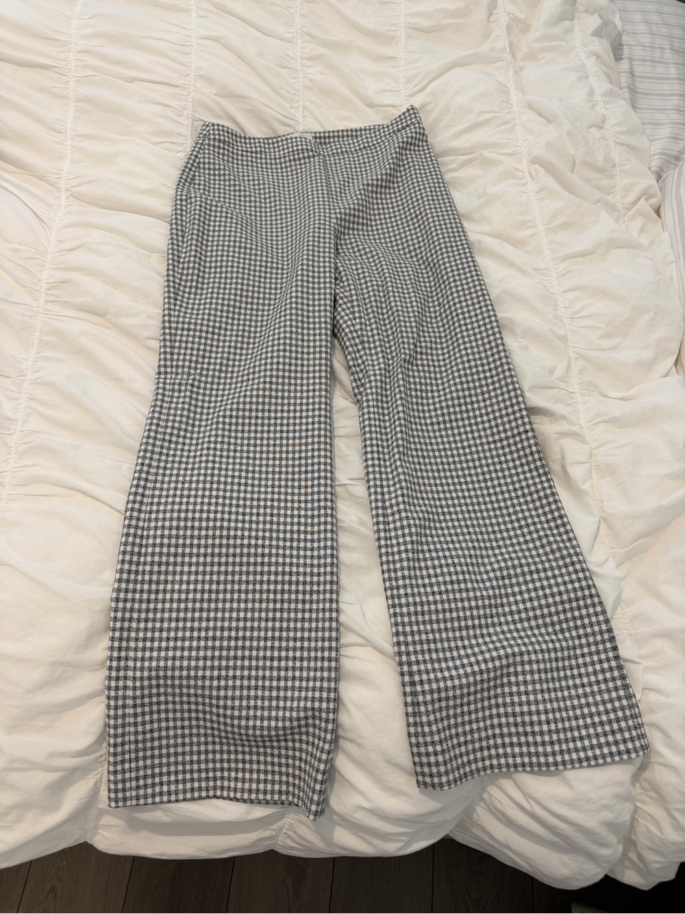 Aritzia Wilfred Black & White Gingham Wide-Leg Pants